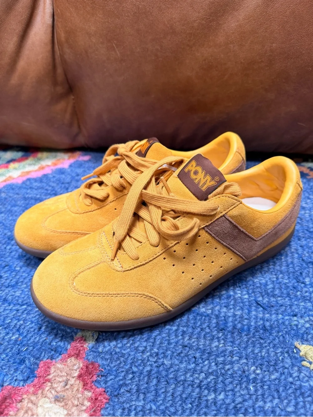 PONY Street Soc ’79 Men’s 9.5 Mustard Suede Leather Brown Retro Sneakers NWOB